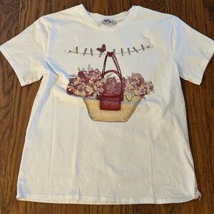 White women’s Shirt with Floral Basket Design